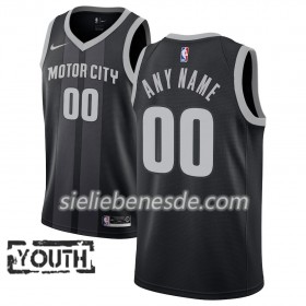 Kinder NBA Detroit Pistons Trikot 2018-19 Nike City Edition Schwarz Blau Swingman - Benutzerdefinierte